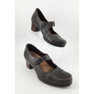 Clarks Artisan Rosalyn Wren Mary Jane Heels Womens 7M Leather Block‎ Heel